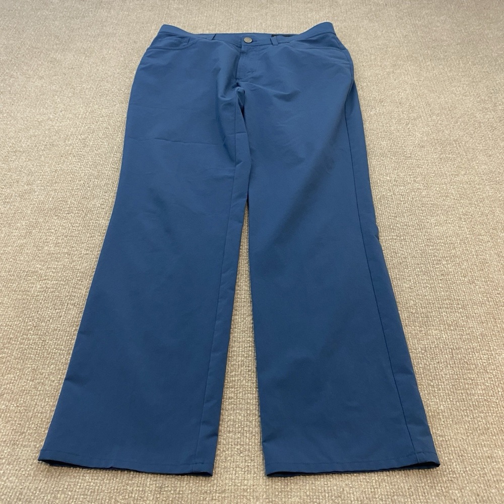 Dunning Pants Mens 32x30 Blue Microfiber Stretch Chino Casual Golf Pockets